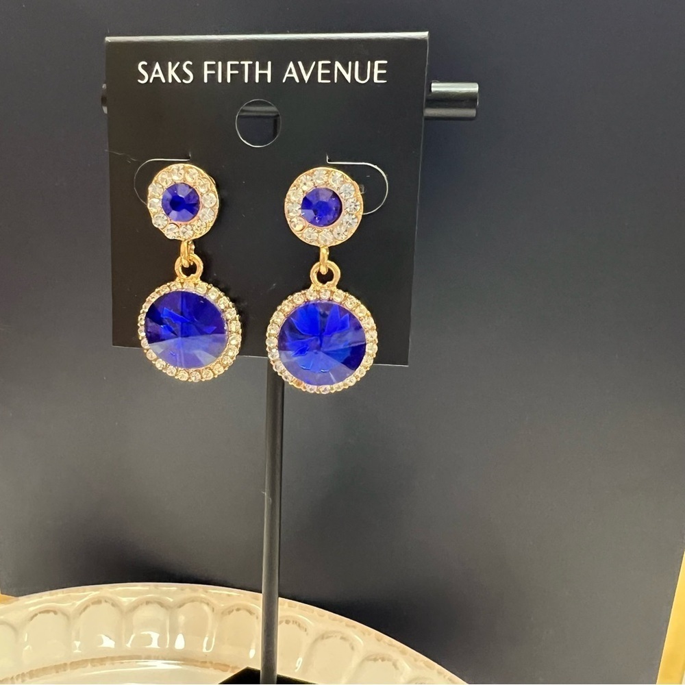 Saks Fifth Avenue Royal Blue and Gold Earrings